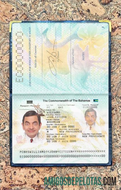 Foto do passaporte das Bahamas amostra